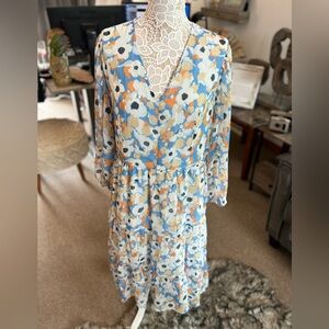 Joie Floral Dress in Blue and Orange
